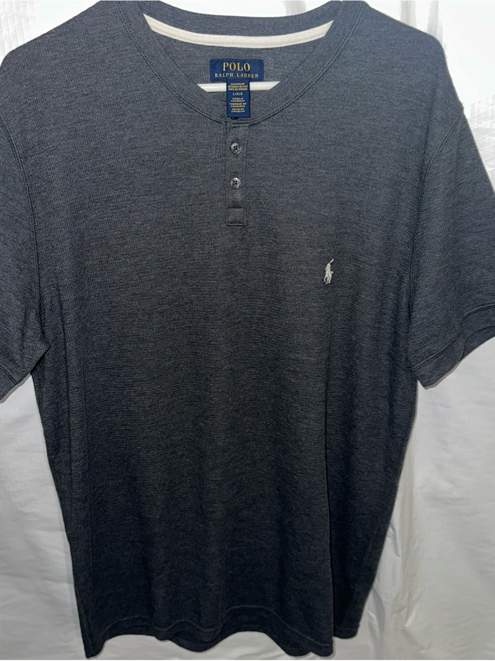 Polo by Ralph Lauren Charcoal Gray Short-Sleeve Henley Polo Shirt